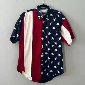 Chaps Ralph Lauren American Flag Button-Up Shirt Men’s M Patriotic‎ USA 4th July